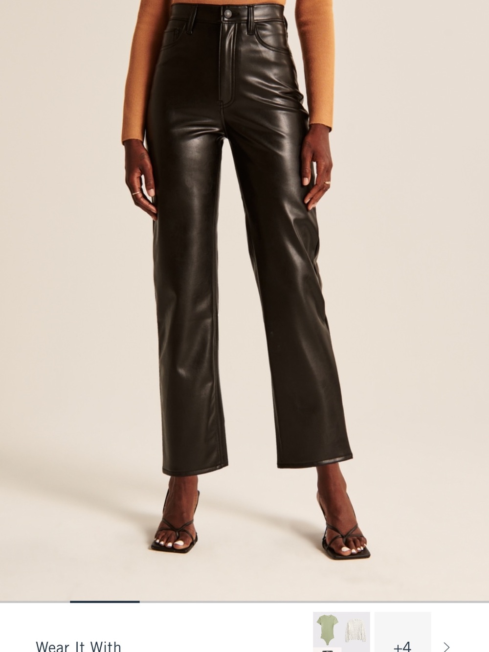 Abercrombie & Fitch Black Faux Leather Straight-Leg Pants